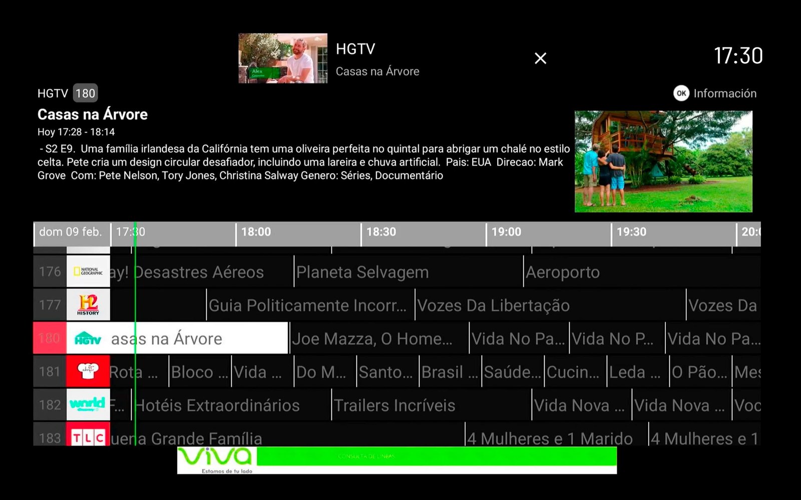 Guía de programación con ficha del programa en emisión